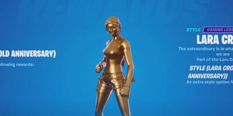 Lara Croft Gold Anniversary Skin Style Fortnite