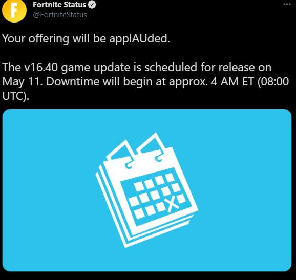 v16.40 Fortnite Update Server Downtime