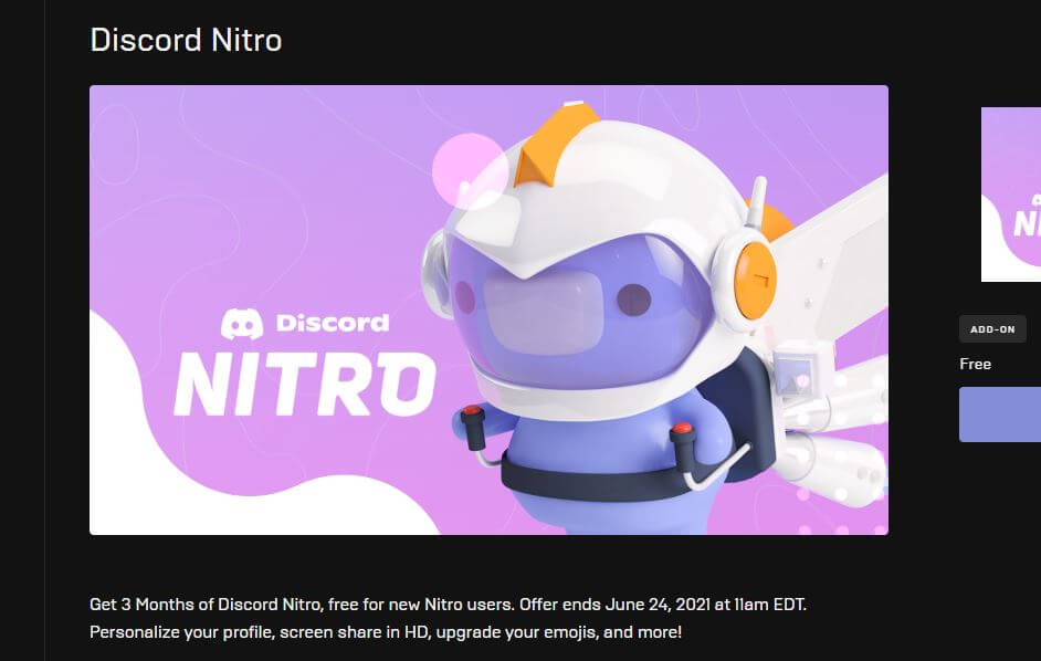 How to Get 3 months of free Discord Nitro on the Epic Games Store