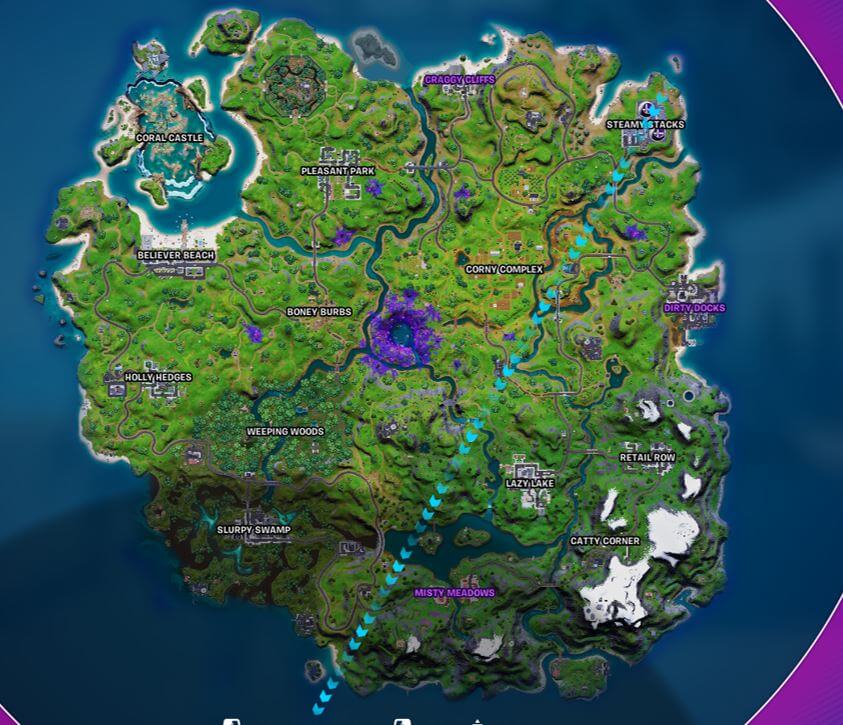 Fortnite UFO glowing named locations