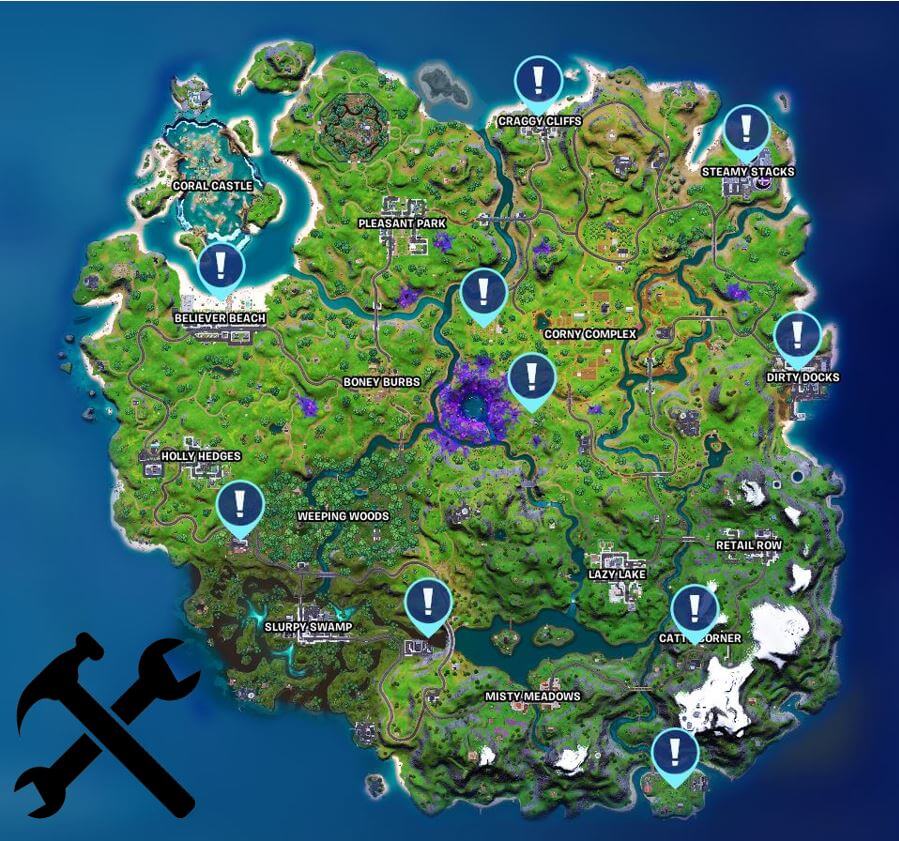 Fortnite Upgrade Bench Map Location