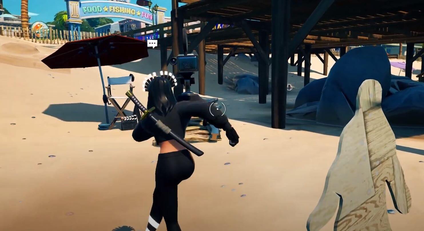 Fortnite Emote in front of a Camera at Believer Beach
