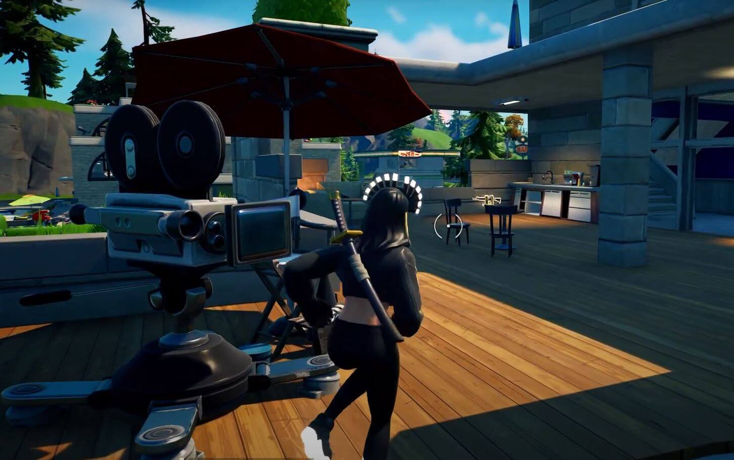 Fortnite Emote in front of a Camera at Lazy Lake