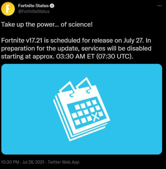 New Fortnite Update Today 17.21