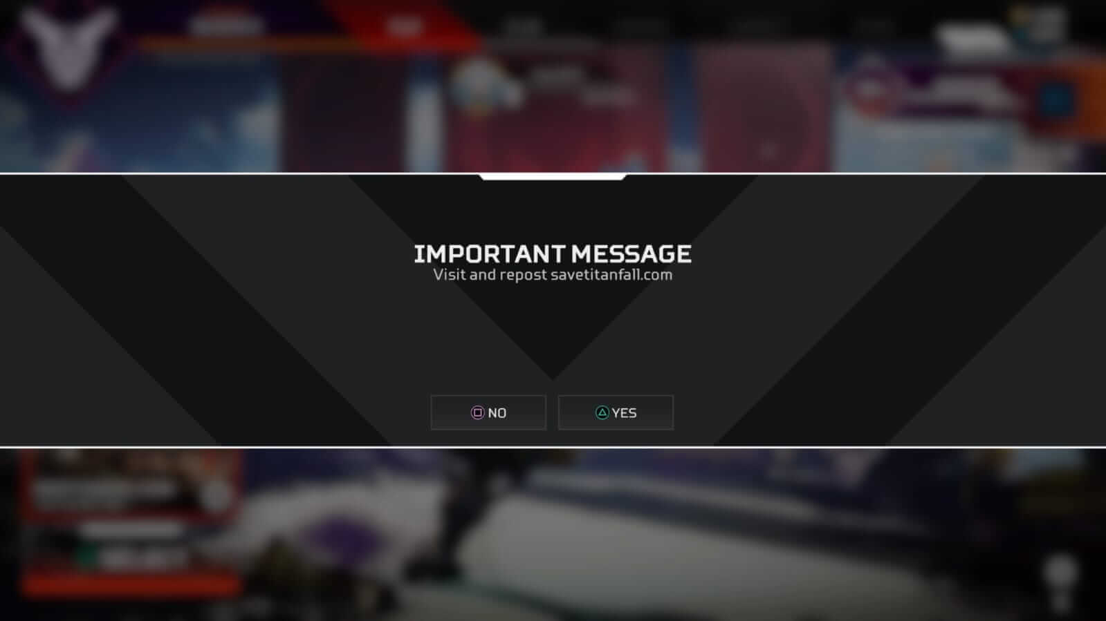 Apex Legends Save Titanfall Message