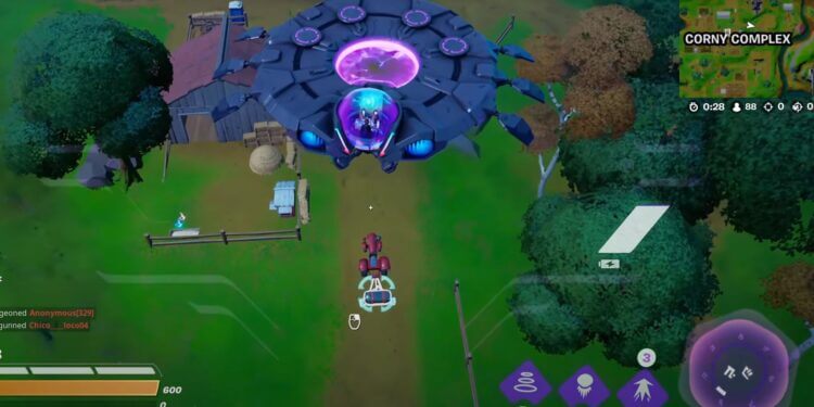 Fortnite Use a Saucer's Tractor Beam to Deliver a Tractor to Hayseed's Farm