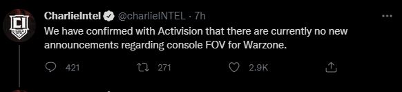 FOV Slider Console Warzone