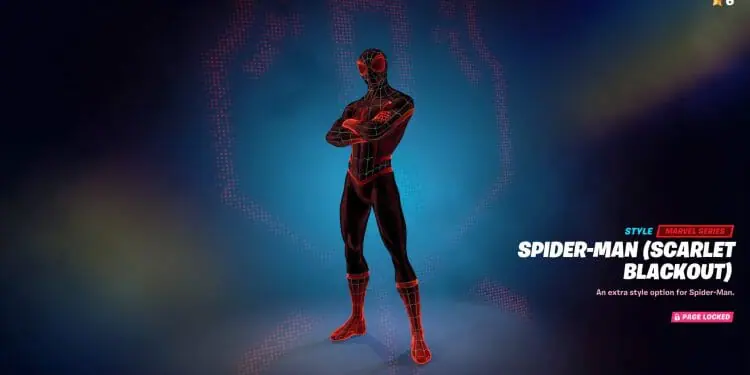 Fortnite Spiderman Scarlet Blackout Skin Style