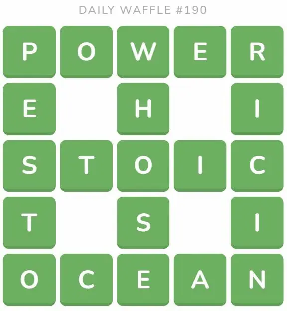 Daily Waffle Game 190 Answer- July 30th 2022