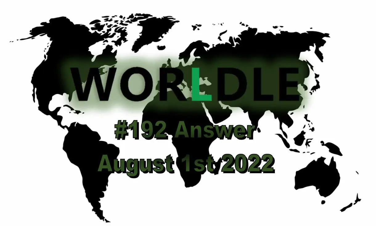 Daily Worldle 192 - August 1st 2022