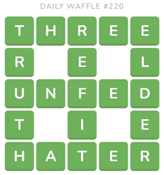 Daily Waffle 220 Answer - 29th August 2022