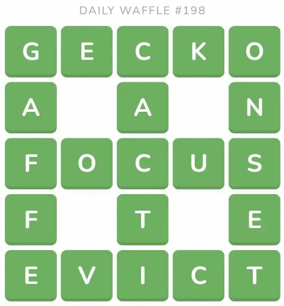Daily Waffle Game 198 Answer - August 7th 2022