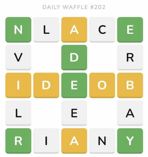 Daily Waffle Game 202 Puzzle - August 11th 2022
