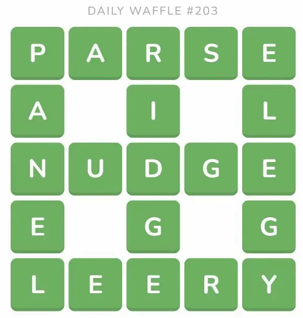 Daily Waffle Game 203 Answer - August 12th 2022