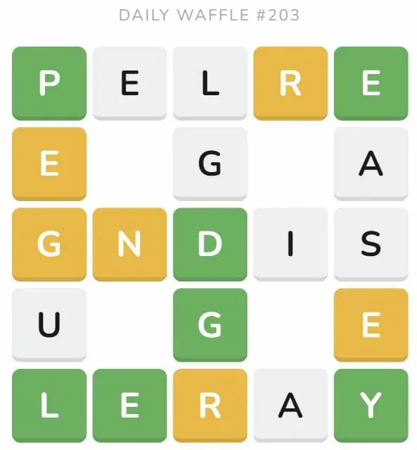 Daily Waffle Game 203 Puzzle - August 12th 2022