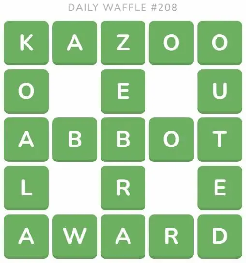 Daily Waffle Game 208 Answer - August 17th 2022
