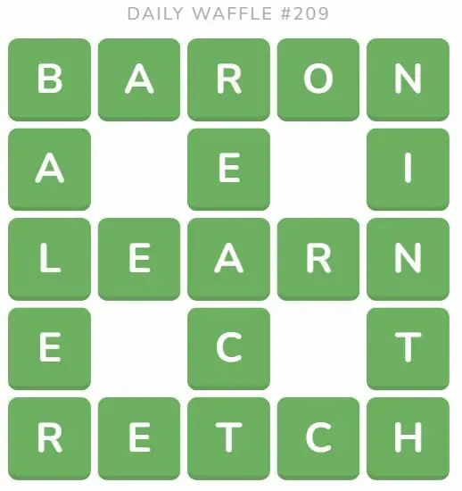 Daily Waffle Game 209 Answer - August 18th 2022