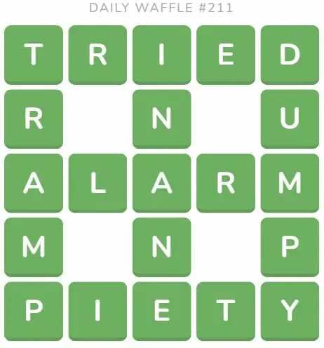 Daily Waffle Game 211 Answer - August 20th 2022