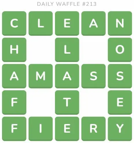 Daily Waffle Game 213 Answer - August 22nd 2022