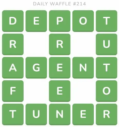 Daily Waffle Game 214 Answer - August 23rd 2022