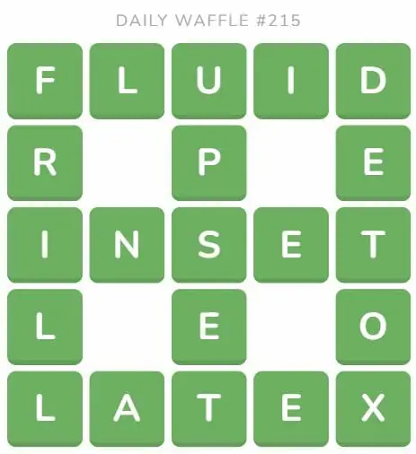 Daily Waffle Game 215 Answer - August 24th 2022