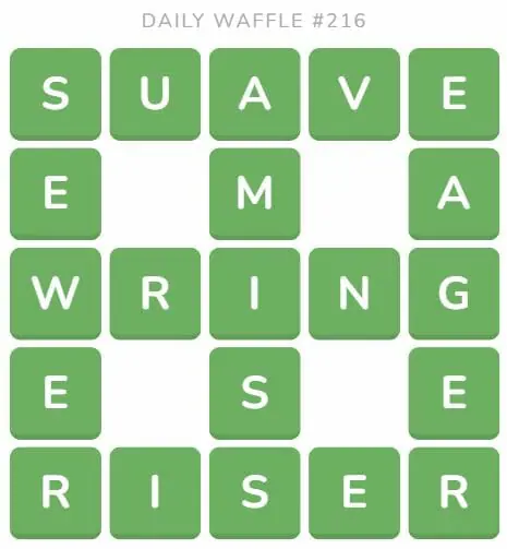 Daily Waffle Game 216 Answer - August 25th 2022