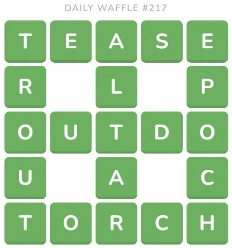 Daily Waffle Game 217 Answer - August 26th 2022