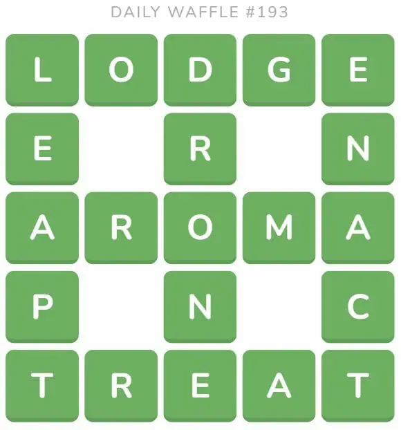 Daily Waffle Game Answer - August 2nd 2022