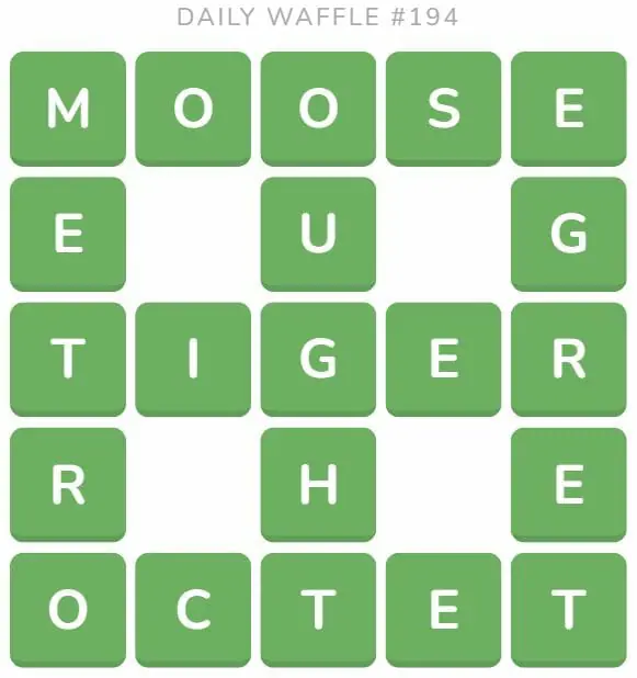 Daily Waffle Game Answer - August 3rd 2022
