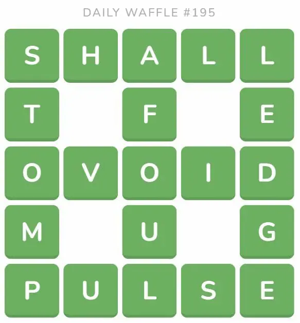 Daily Waffle Game Answer - August 4th 2022
