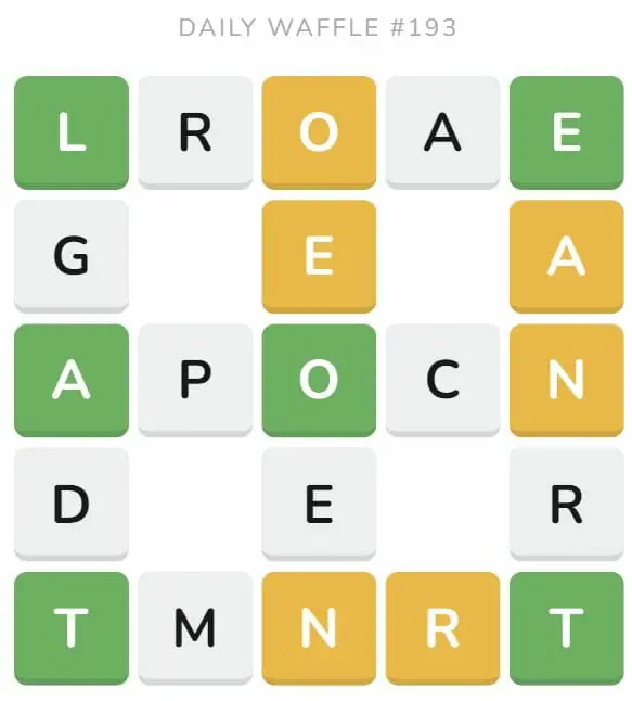 Daily Waffle Game Puzzle - August 2nd 2022