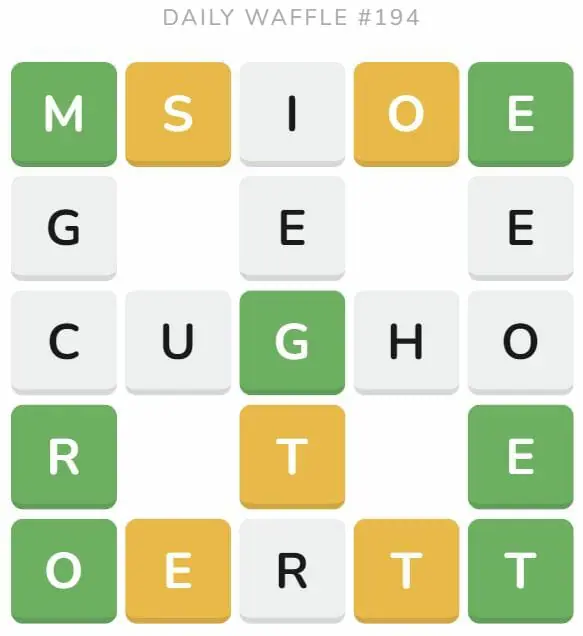 Daily Waffle Game Puzzle - August 3rd 2022