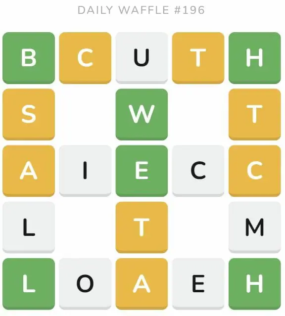 Daily Waffle Game Puzzle - August 5th 2022