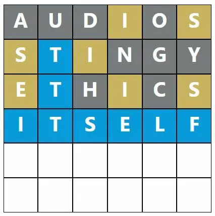 Daily Word Hurdle #399 Morning Answer - 6th August 2022