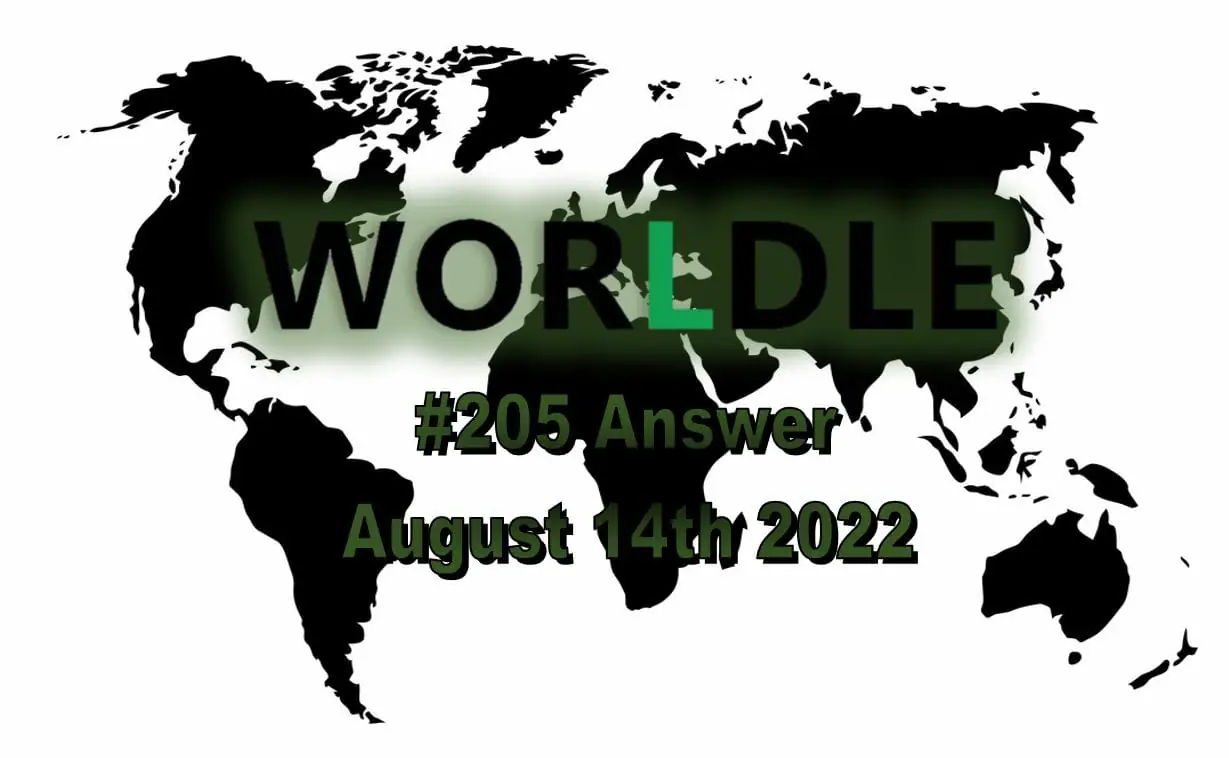 Daily Worldle 205 - August 14th 2022