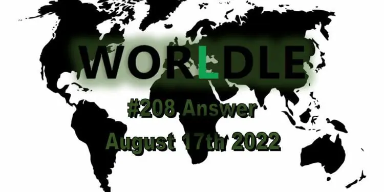 Daily Worldle 208 - August 17th 2022