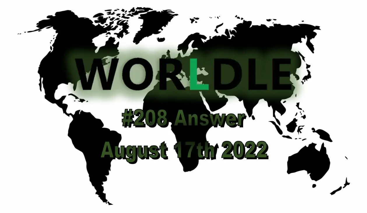 Daily Worldle 208 - August 17th 2022