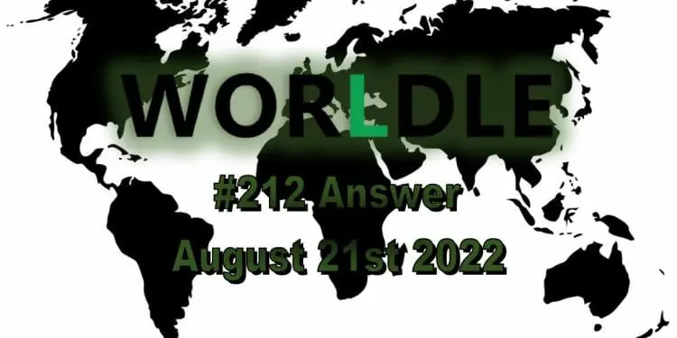 Daily Worldle 212 - August 21st 2022