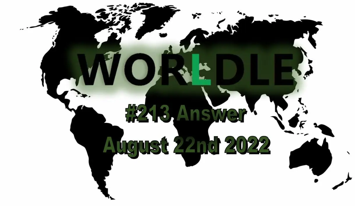Daily Worldle 213 - August 22nd 2022