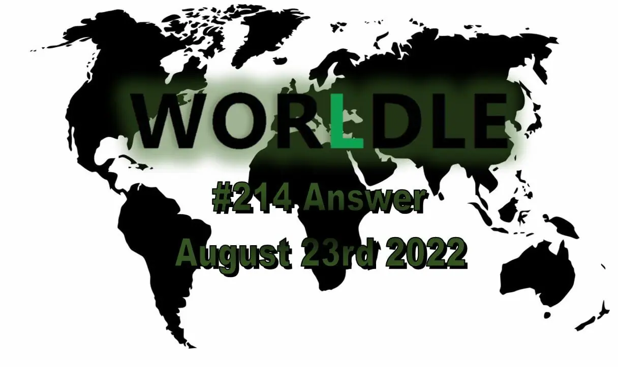 Daily Worldle 214 - August 23rd 2022