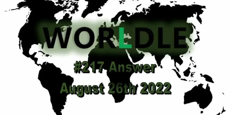 Daily Worldle 217 - August 26th 2022