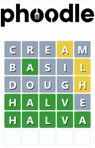Daily Phoodle Answer 131 - 16th September 2022