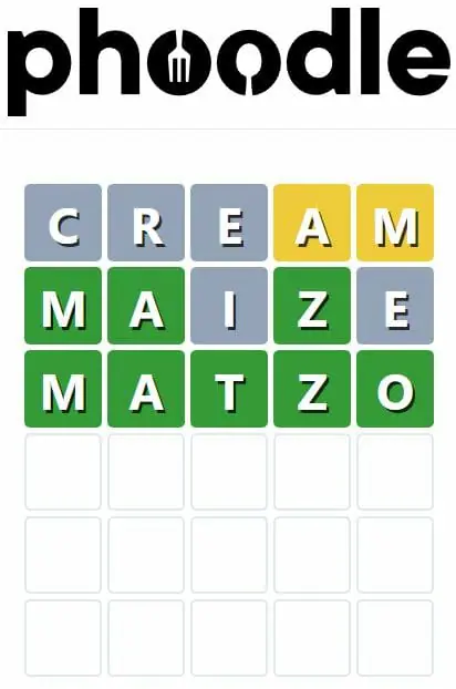 Daily Phoodle Answer 133 - 18th September 2022