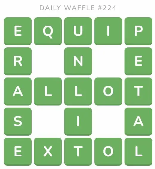 Daily Waffle Game 224 Answer - September 2nd 2022