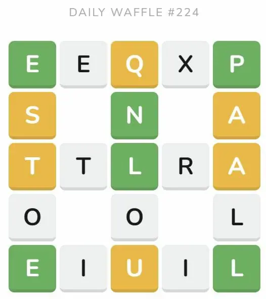 Daily Waffle Game 224 Puzzle - September 2nd 2022