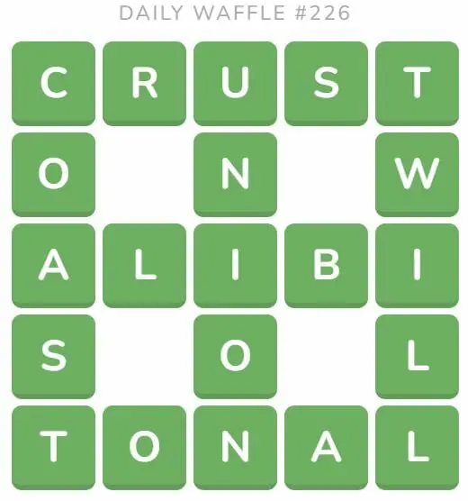 Daily Waffle Game 226 Answer - September 4th 2022