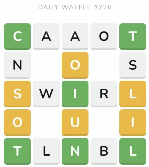 Daily Waffle Game 226 Puzzle - September 4th 2022