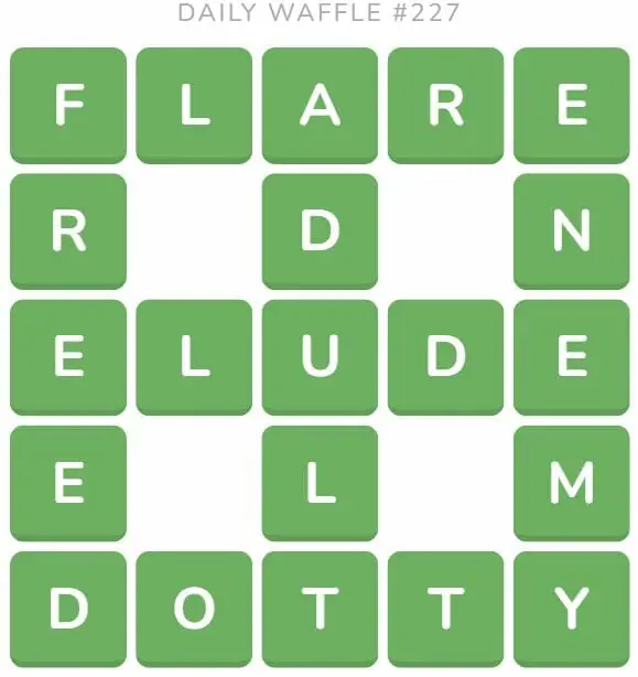 Daily Waffle Game 227 Answer - September 5th 2022