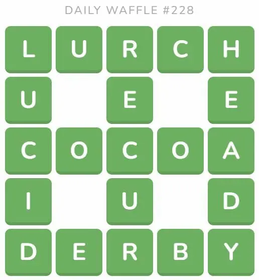 Daily Waffle Game 228 Answer - September 6th 2022