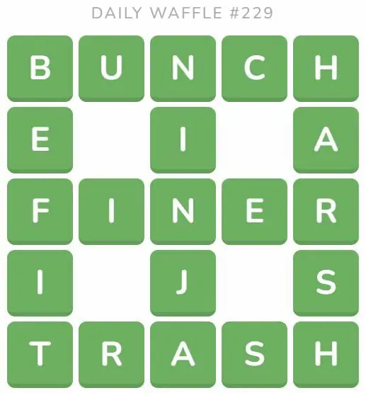 Daily Waffle Game 229 Answer - September 7th 2022